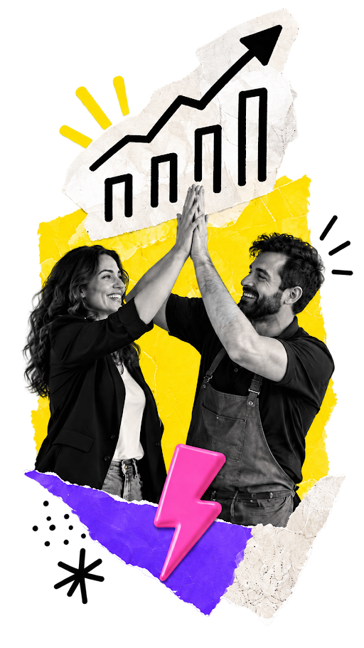 Aveners 360° — duo professionnel high-five, croissance et énergie digitale